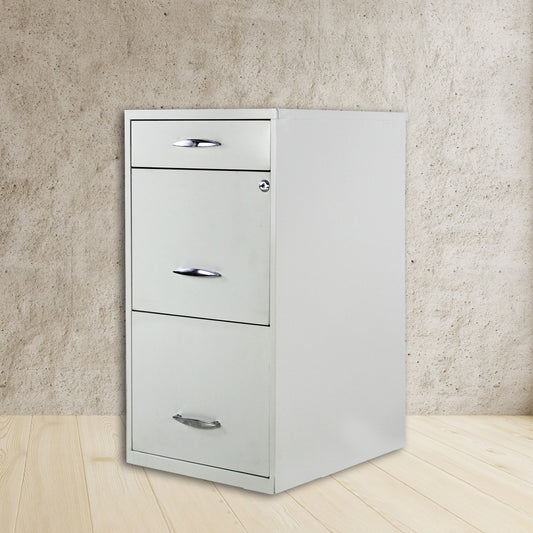 Archivero metálico blanco de tres cajones