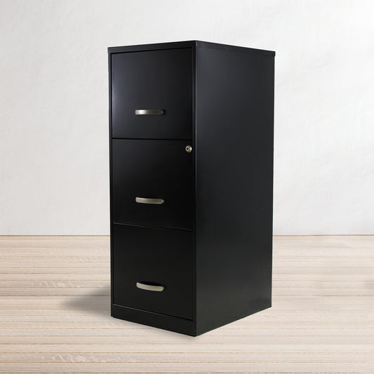 Archivero metálico negro de 3 cajones