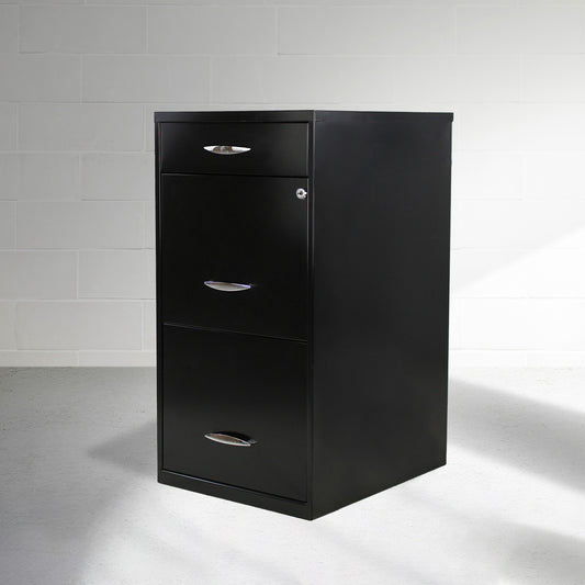 Archivero metálico negro de tres cajones