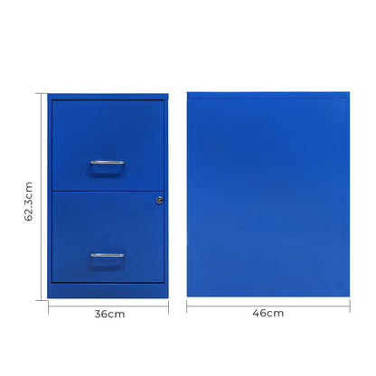 Isométrico archivero metálico azul de dos cajones
